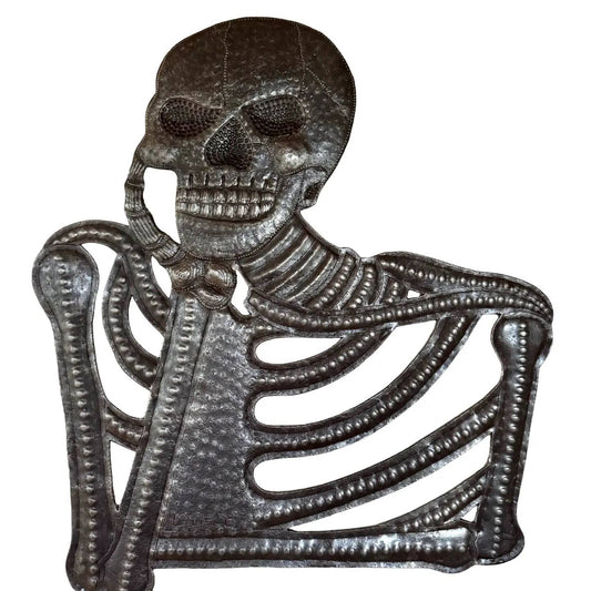 Thinking Skeleton Wall Art – Day of the Dead, Handmade