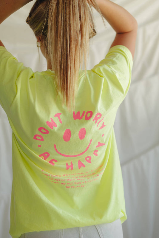 Be Happy Tee - Yellow | Christian Tee