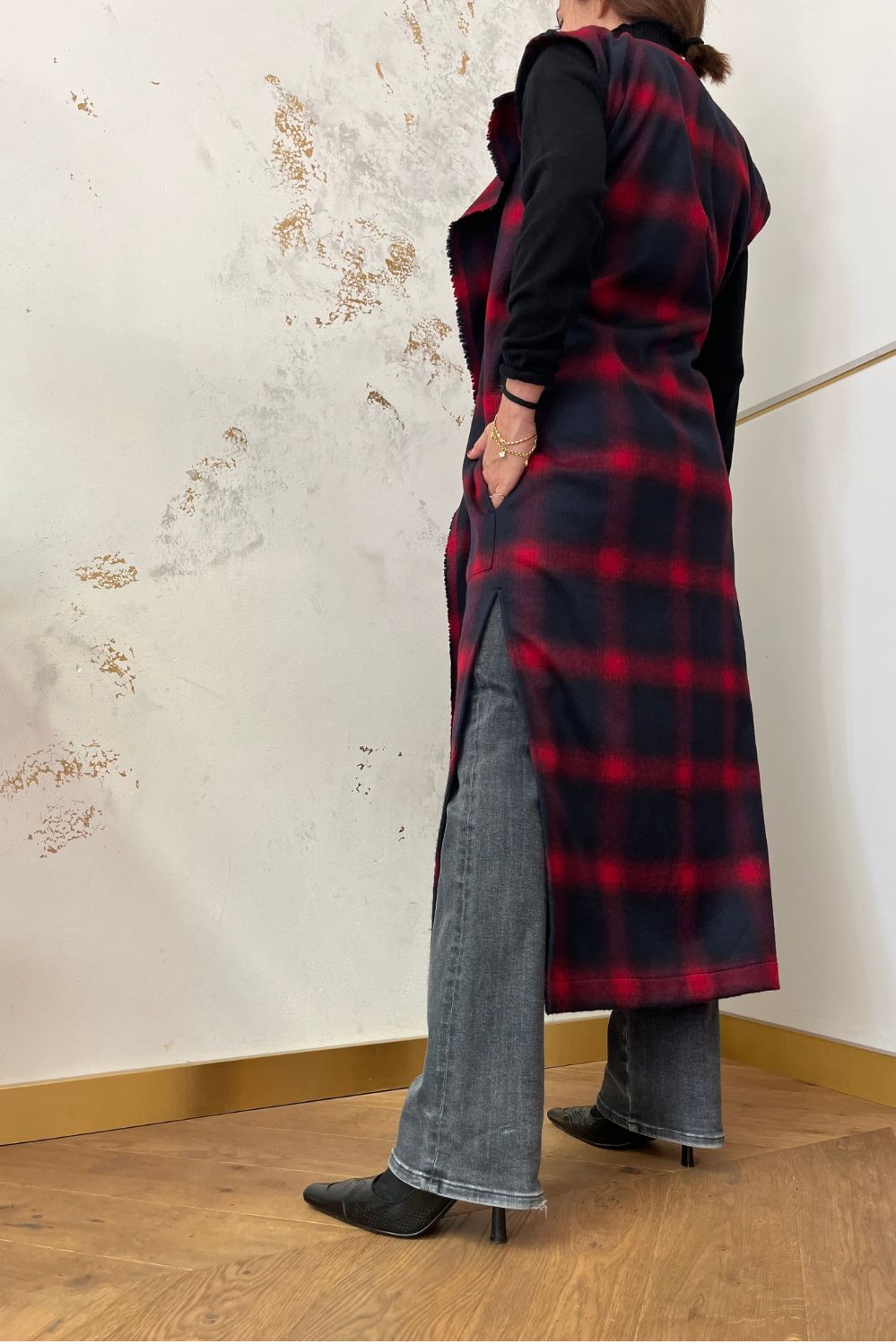 Long recycled wool vest