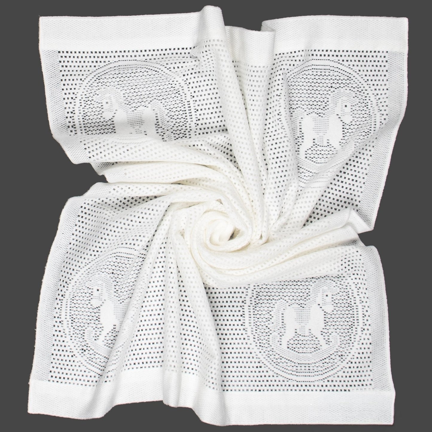 Southampton Home Lace Weave Rocking Horse Baby Blanket - White
