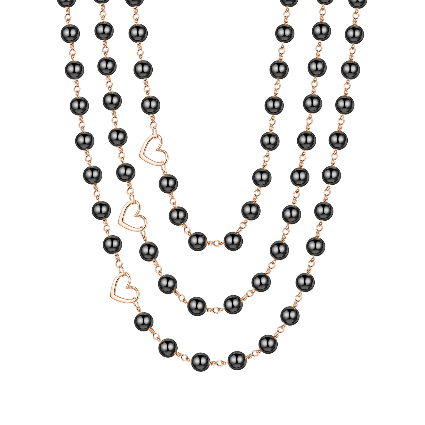Heiress Black Hematite 3-Layer Necklace | Magnetic Clasp