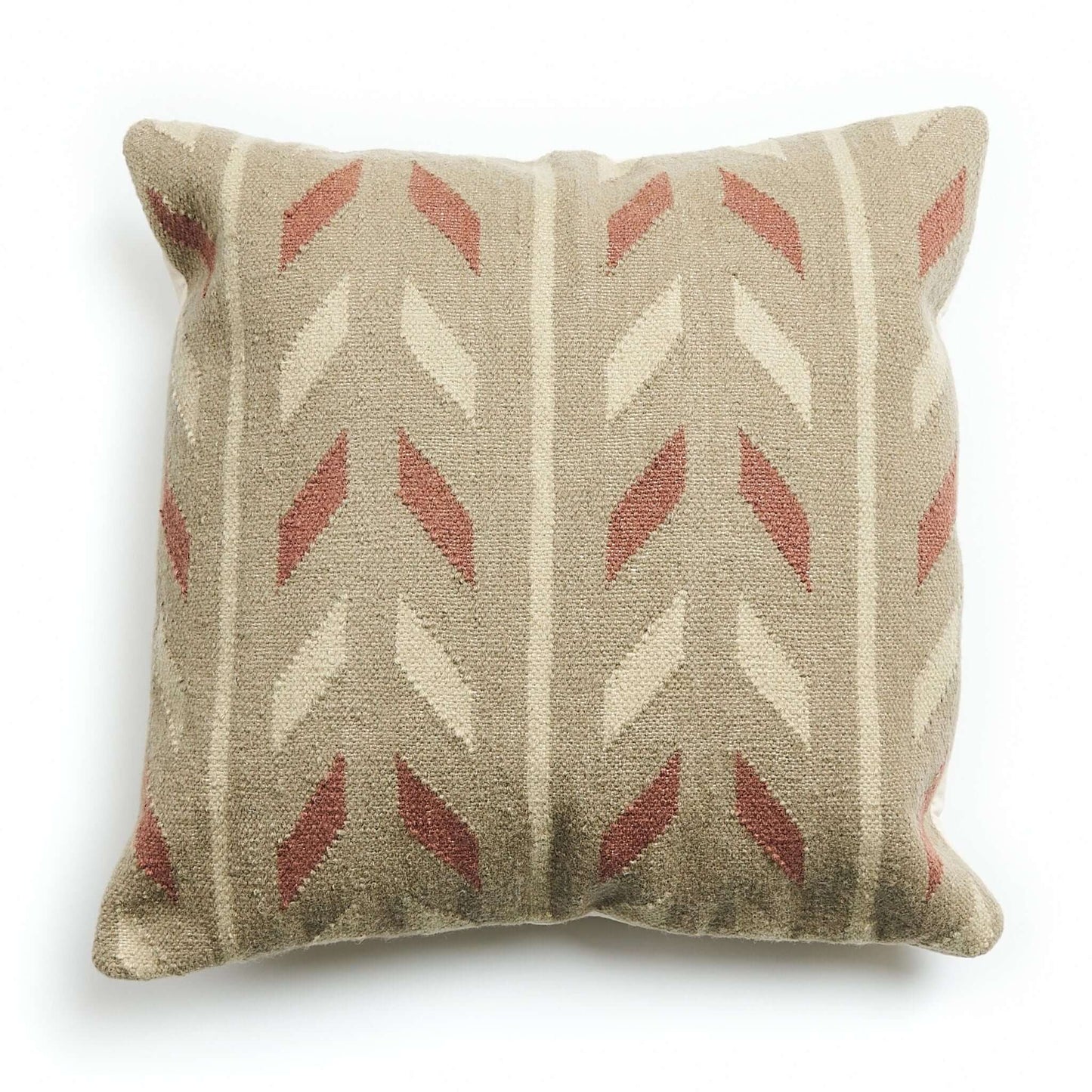 Ero Green Brown Geometric Pattern Hand Woven Large Pillow Cover