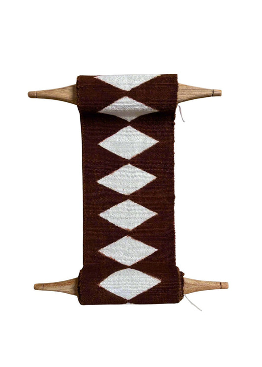 Balance Bogolan Wall Totem in Brown with White Diamonds