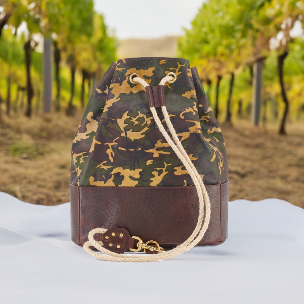 Wanderlust Leather Duffle Bag - Tan Camo