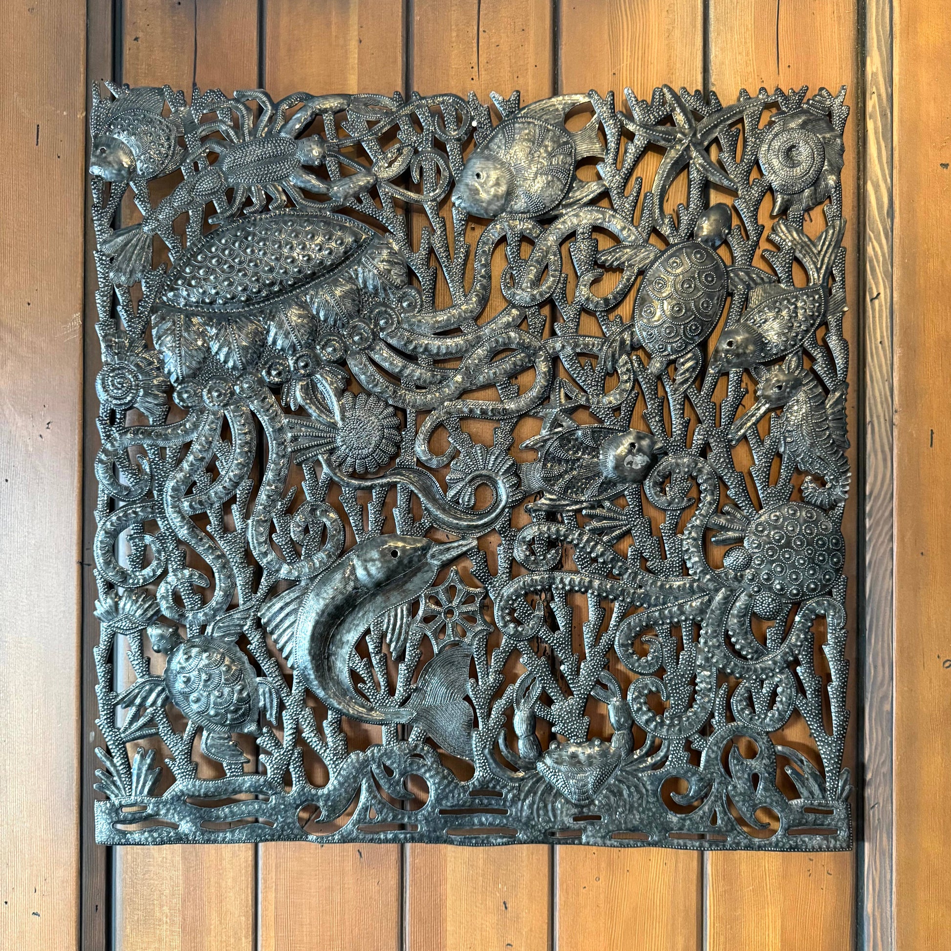 Sea Life, Jellyfish Octopus Recycled Metal Art, 24"x 24"