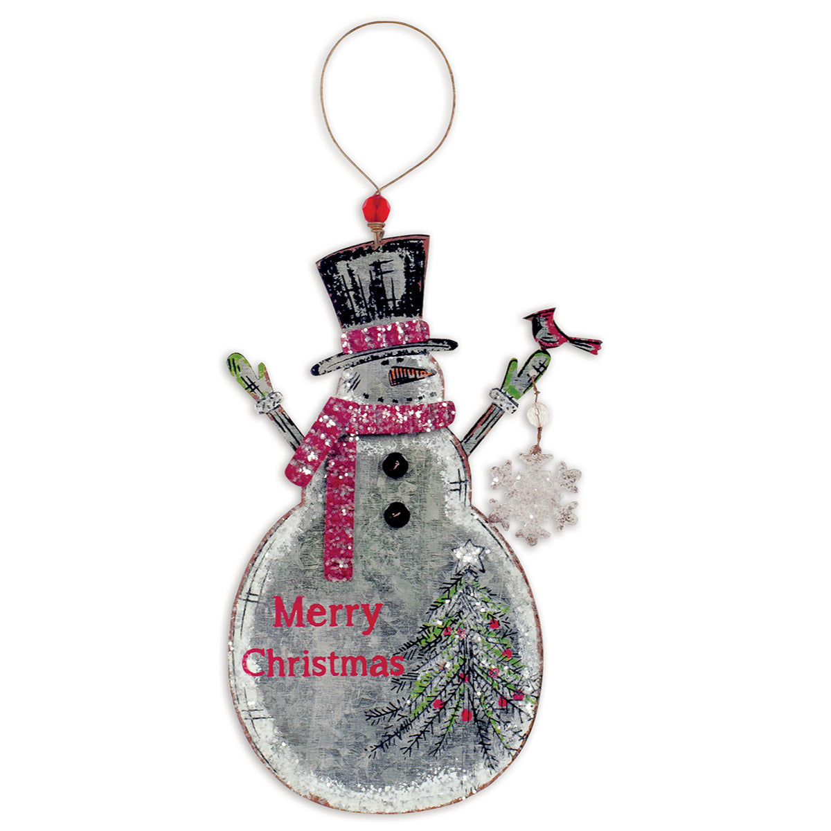 Rustic Vintage Galvanized Metal Snowman Ornaments - Set of 4