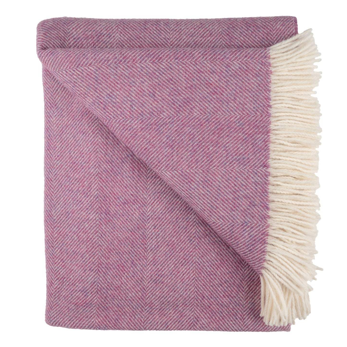 Southampton Home Shetland Lambswool Herringbone Throw – Petal Pink