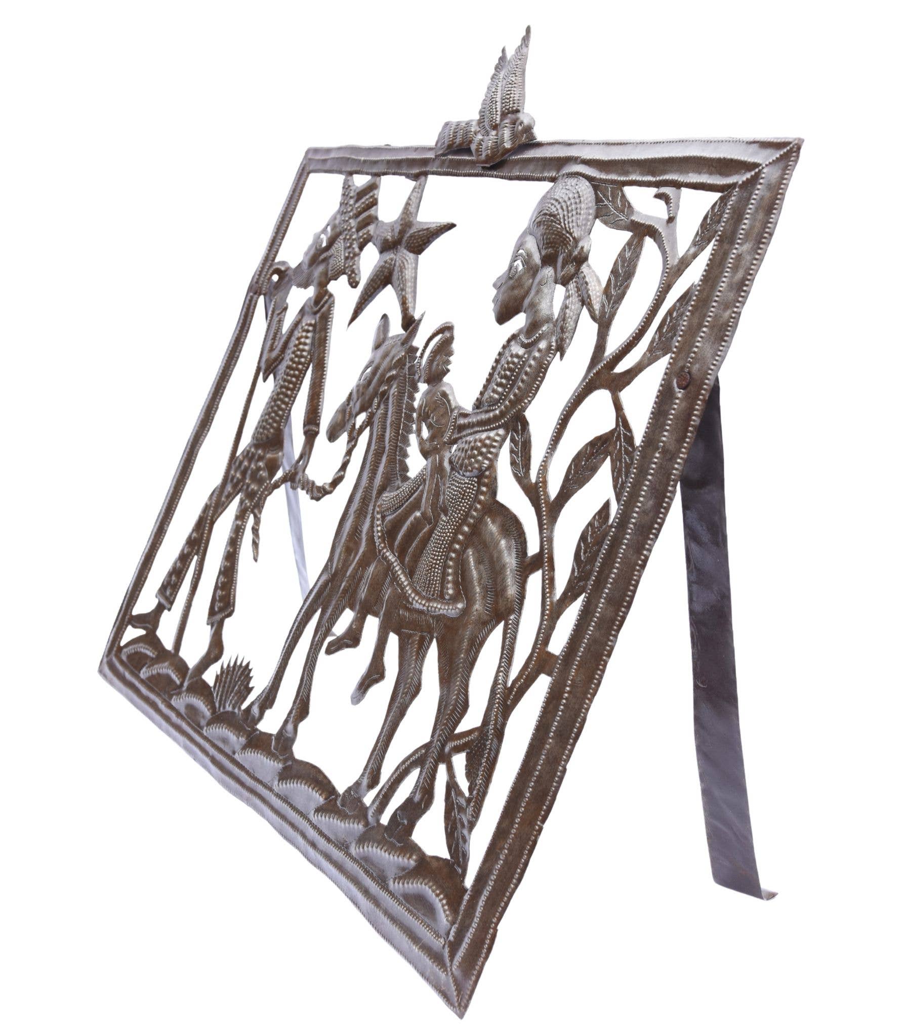 Handmade Haitian Metal Nativity – Flight to Egypt Scene