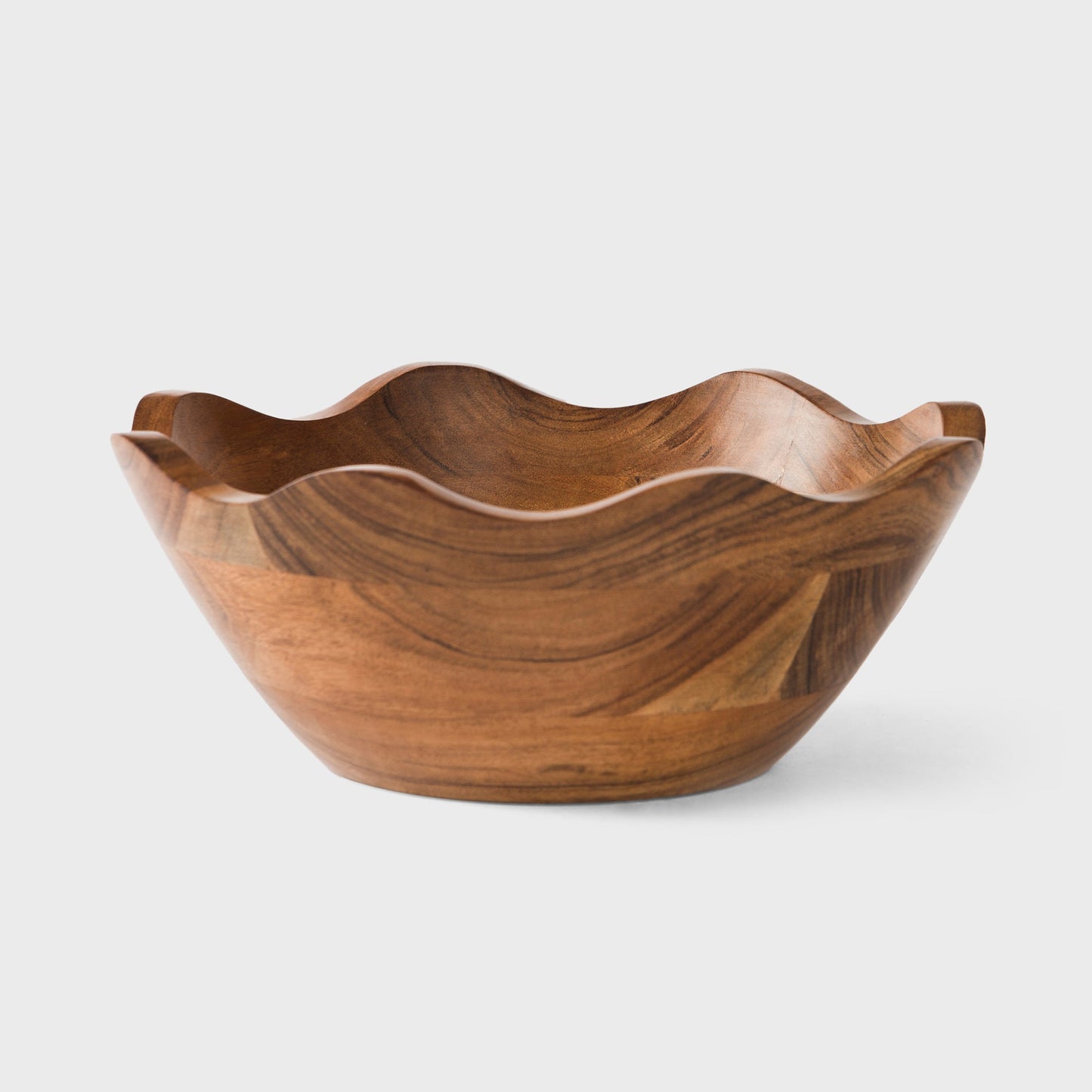 Acacia Wood Scallop Bowl, Natural Finish