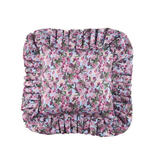 Ruffled Pillow Cover Romance is Dead Blue