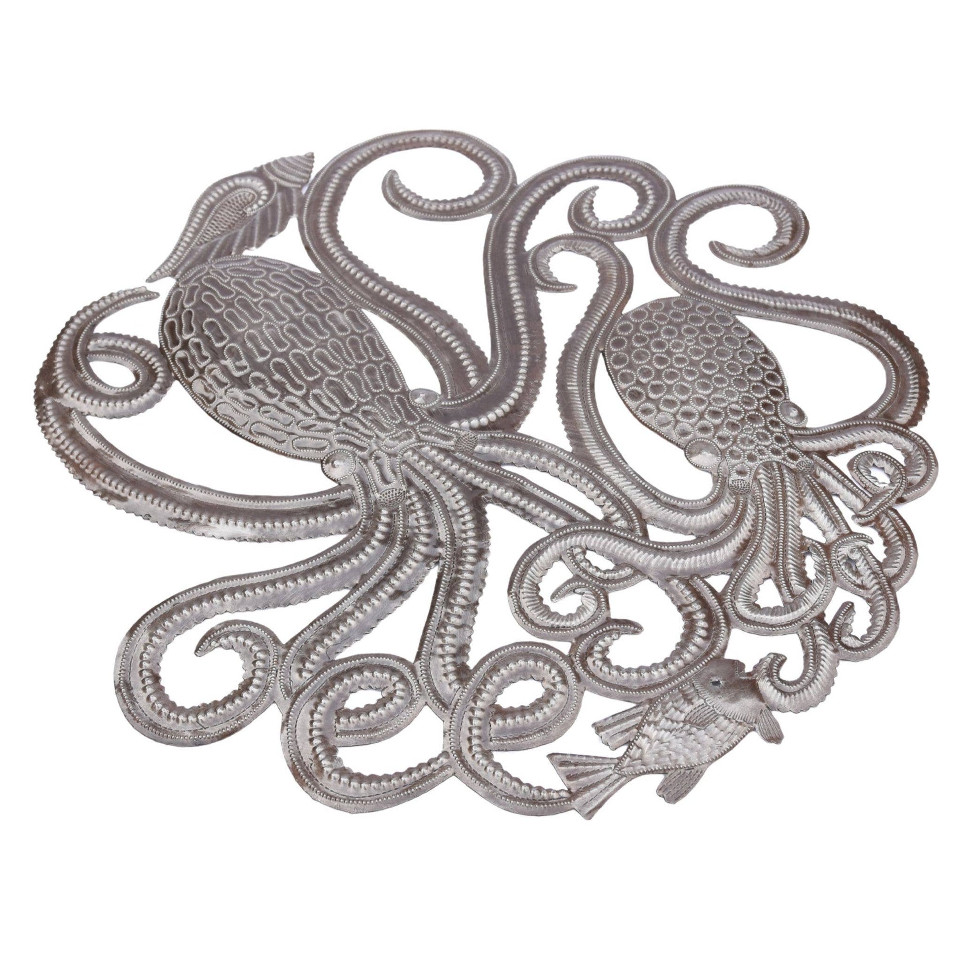 Handmade Octopus Wall Art Round Metal Sculpture Fair Trade