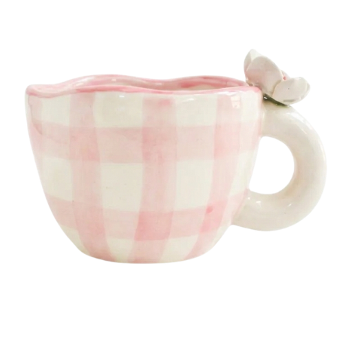 Handmade Ceramic Cups - Daisy (Pink), 200ml