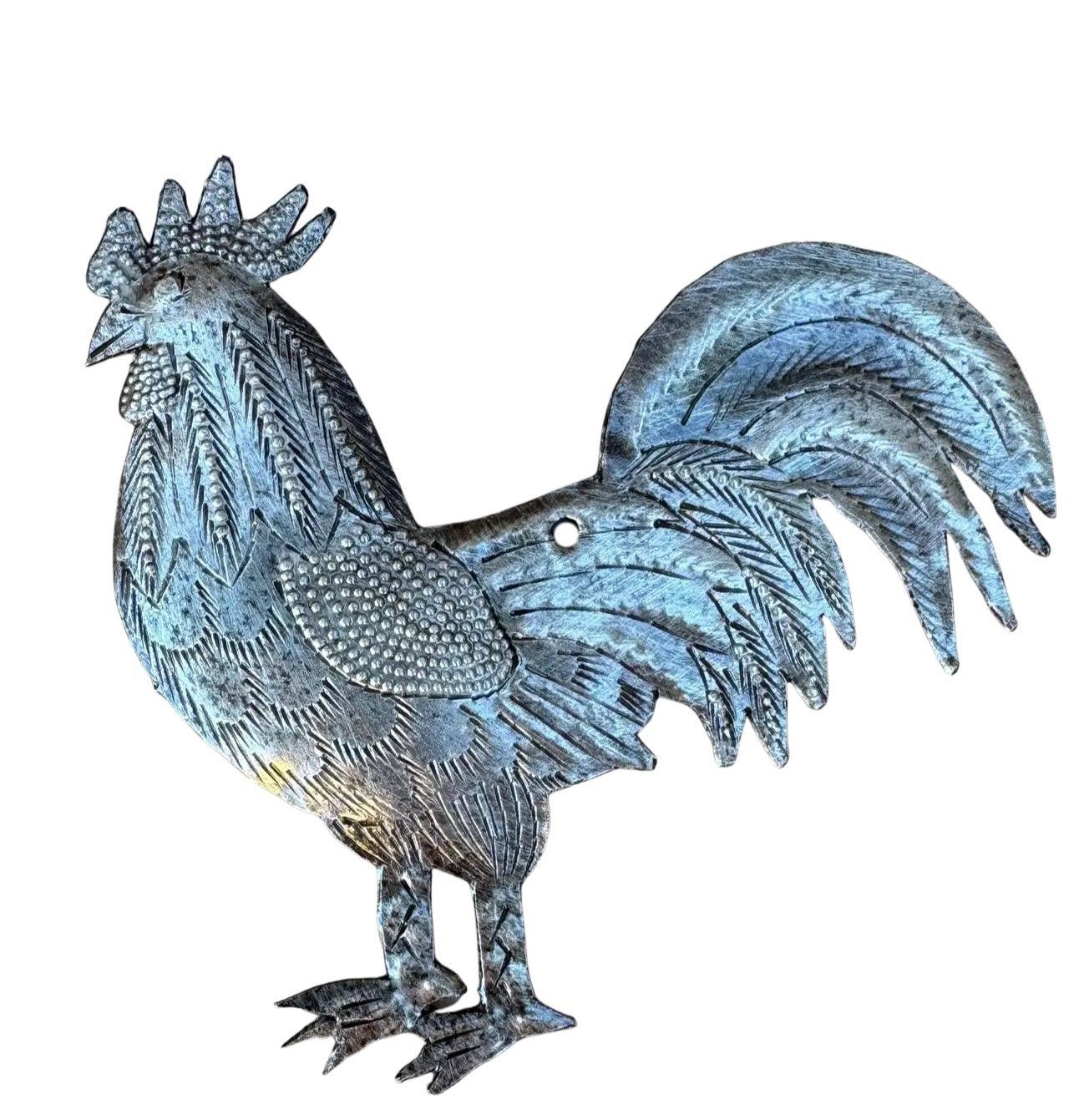 Farm Rooster, Handmade Christmas Ornament, Haiti  4"x4"