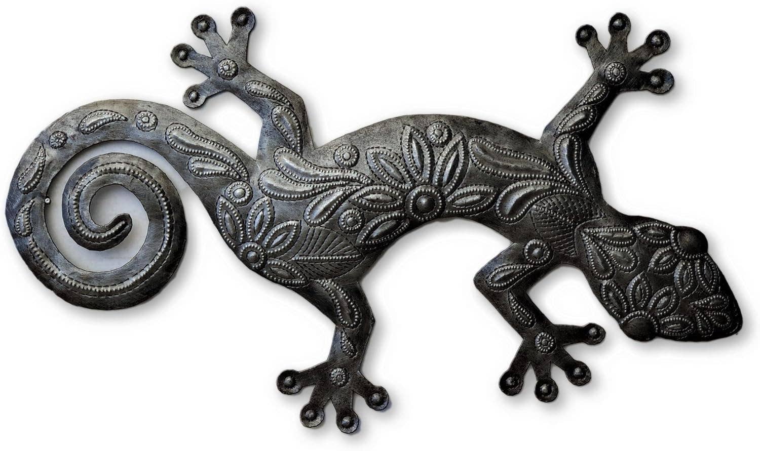 Geckos, Handmade From Recycled Steel Drum Barrels 17.5" x 9"