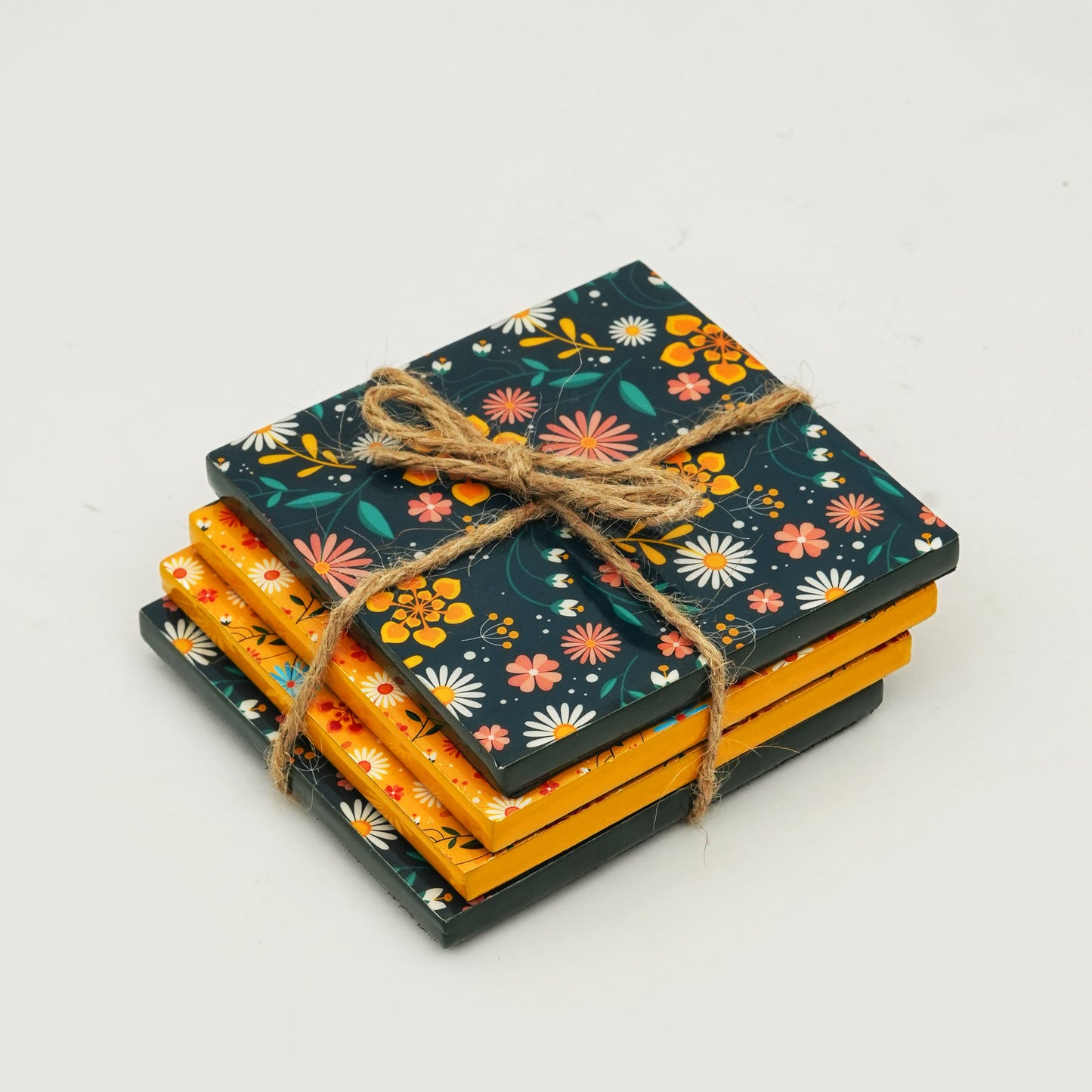 Sunburst Bloom Floral Coaster Set of 4