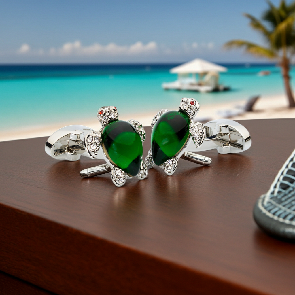 Crystal Turtle Cufflinks