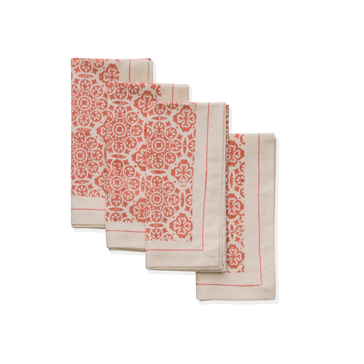 Hand Block Printed Cotton Napkins, Set of 4 | 18″×18″ | Fair Trade | Embellish