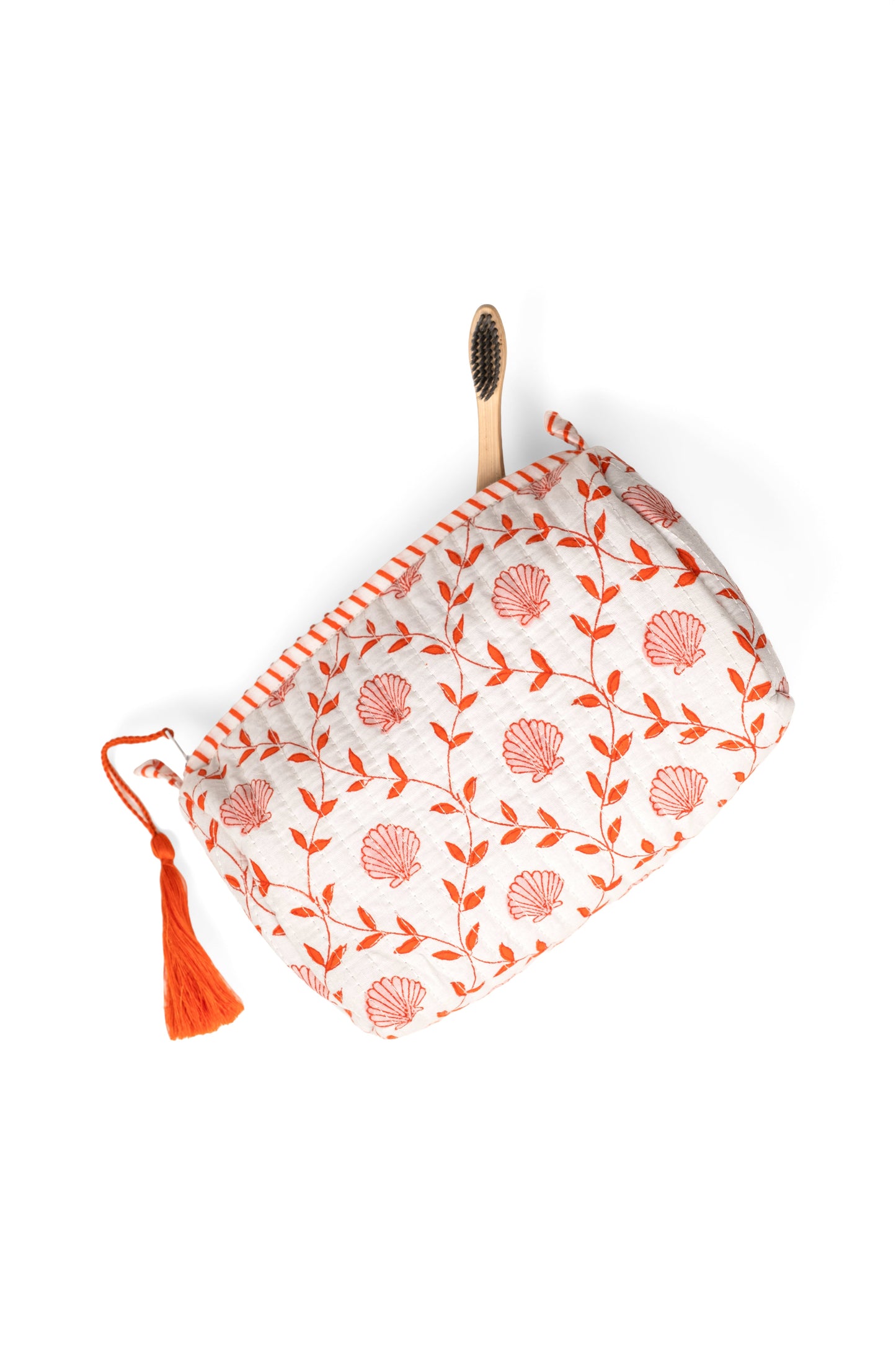 Seashell Blockprint Makeup Bag, Set of 3