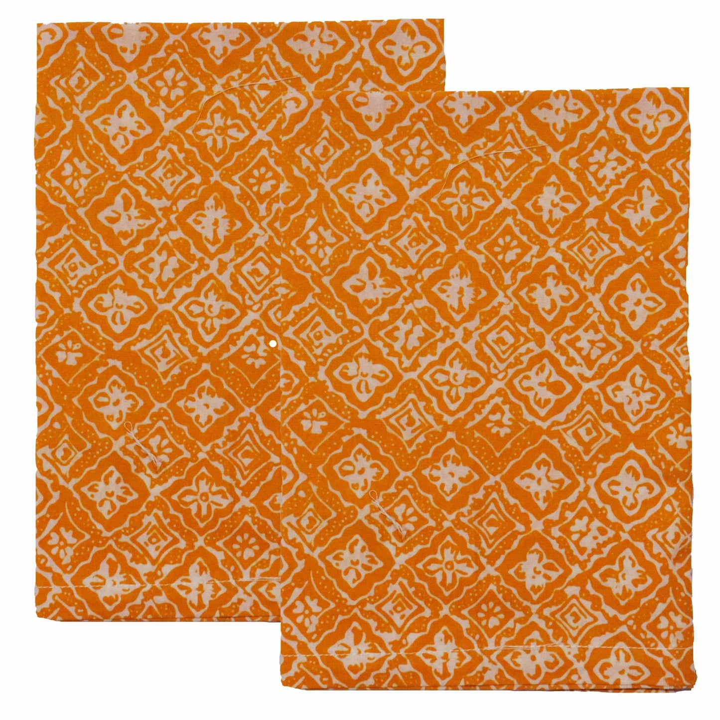 Batik Cloth Napkin Set of Four, Kamboja, Hand Dyed, 100% Cotton, Mustard, Yellow, Brown