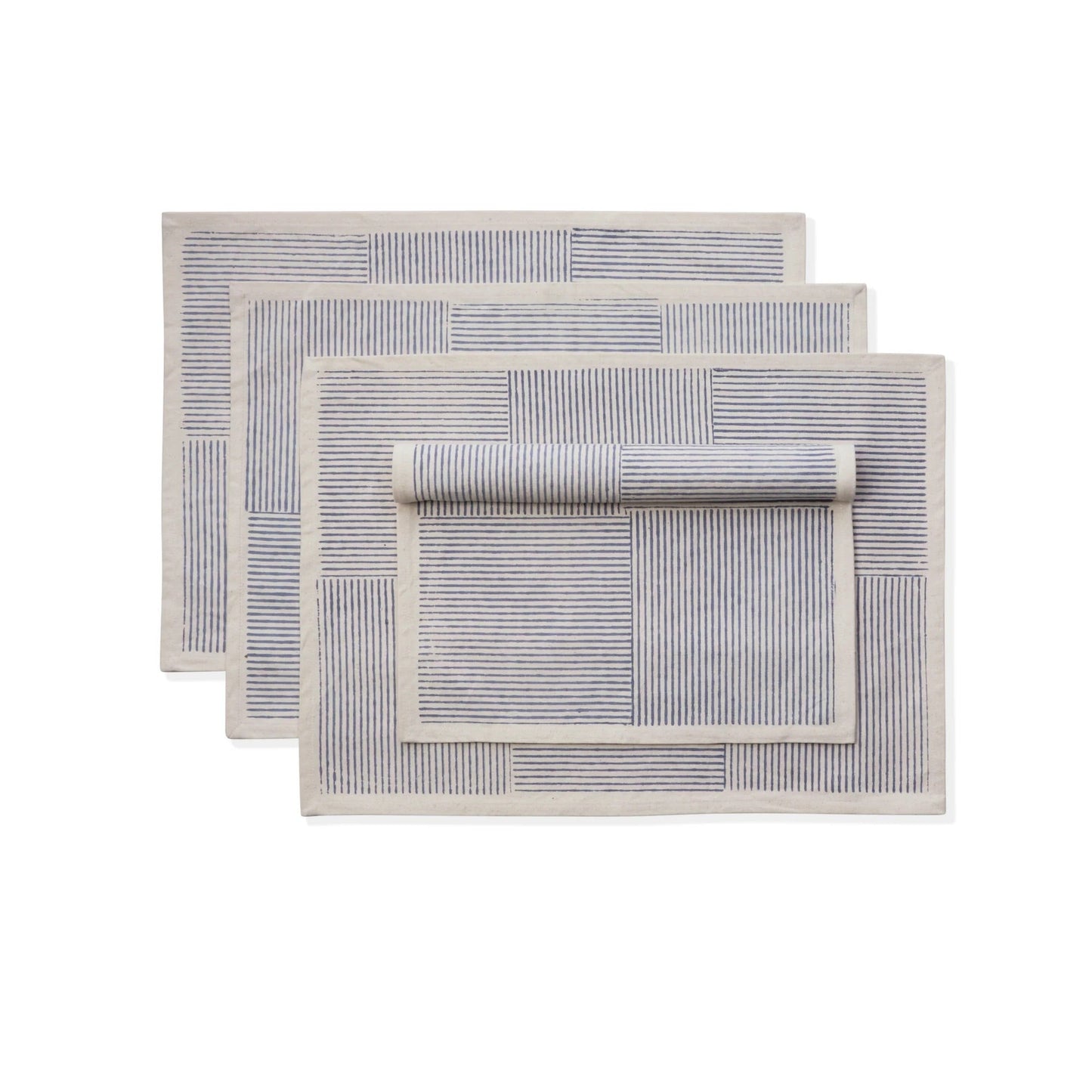 Hand Block Printed Cotton Placemats | 14″ × 20″ | Set of 4 | Fair Trade | FIELDLINE