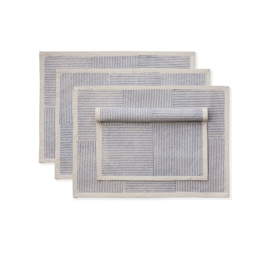 Hand Block Printed Cotton Placemats | 14″ × 20″ | Set of 4 | Fair Trade | FIELDLINE