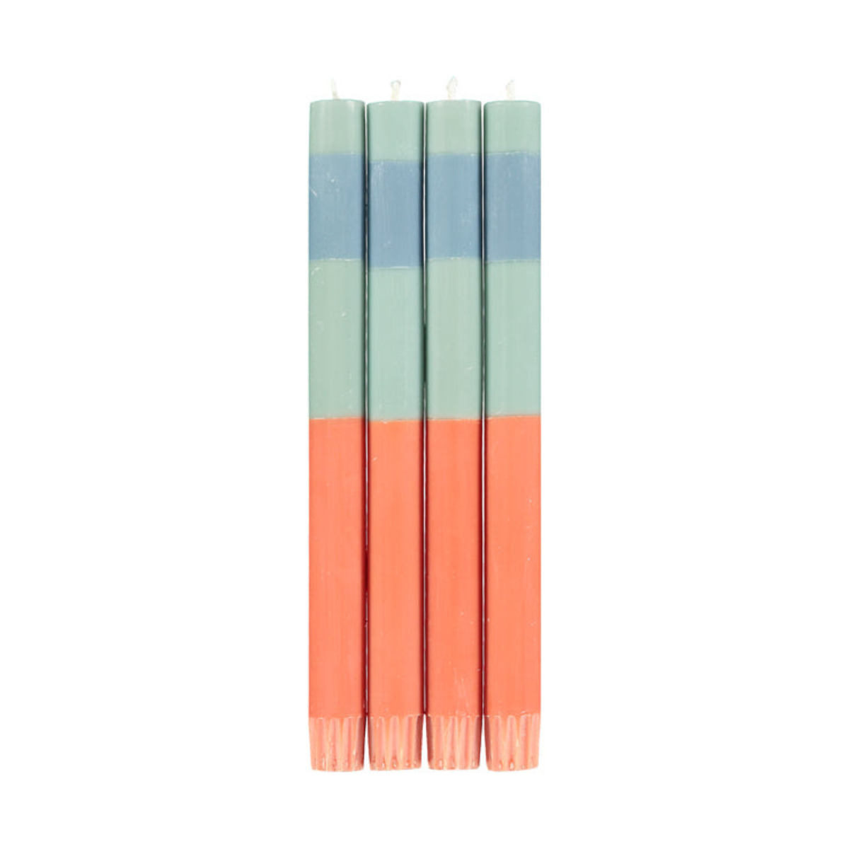 S/4 ABSTRACT Striped Opaline, Pompadour & Rust Dinner Candles
