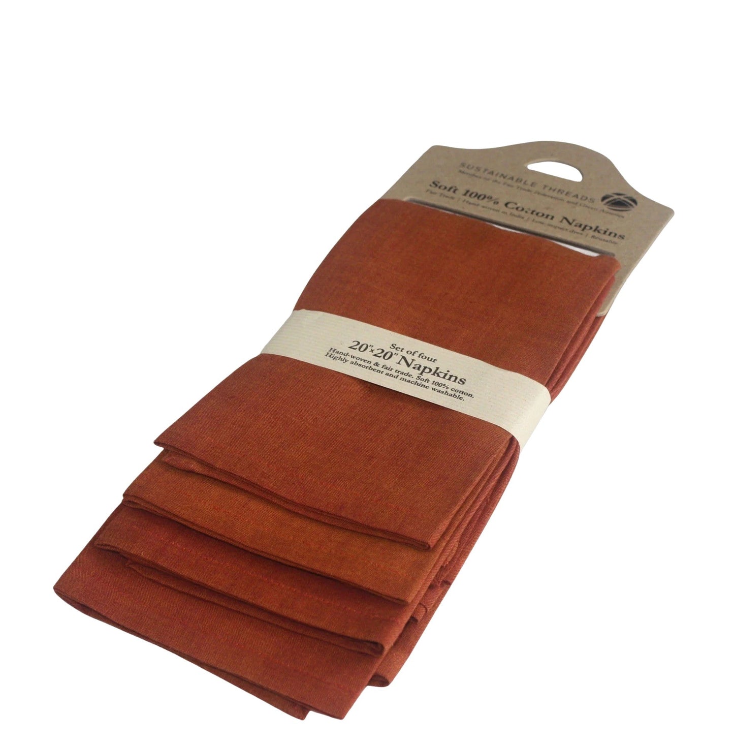 Handwoven Cotton Napkins, Set of 4 | 20" × 20" | Fair Trade | Gilt