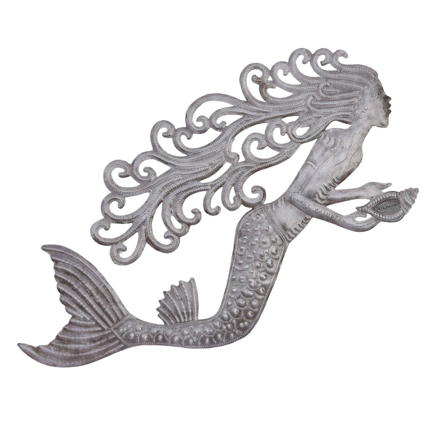 Handmade Haitian Mermaid Recycled Metal Wall Art