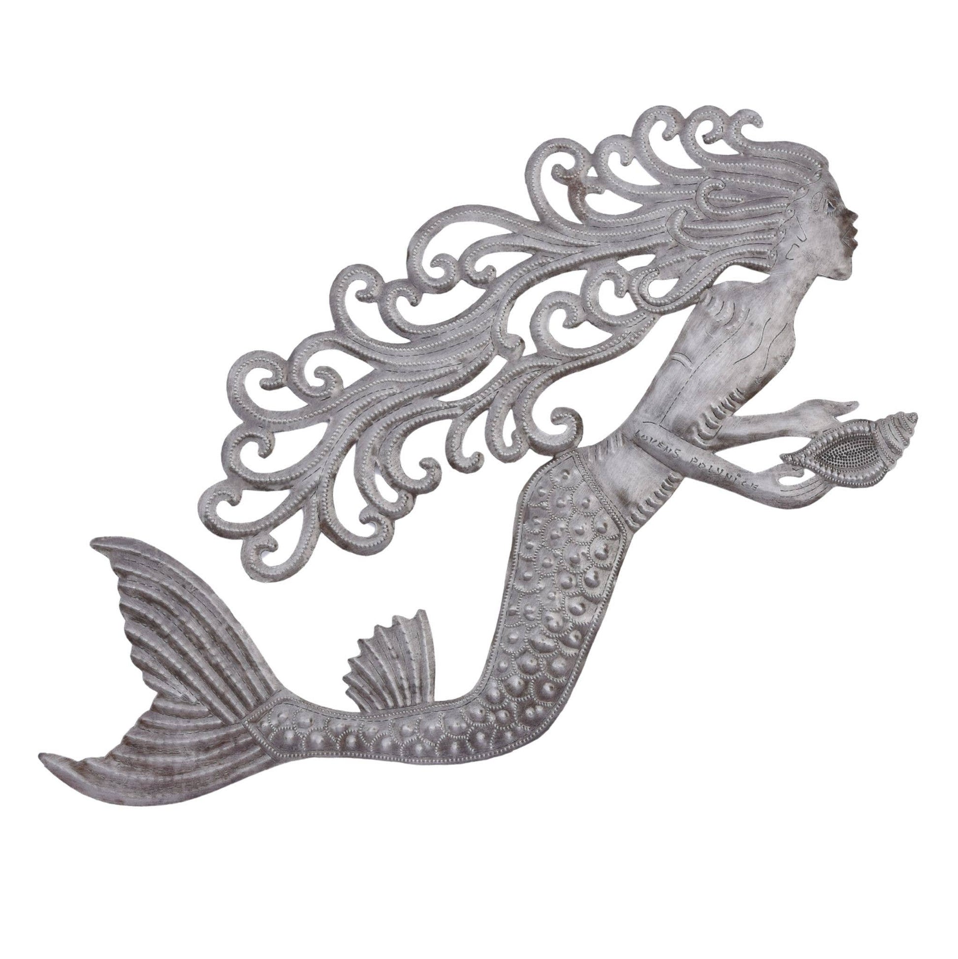 Handmade Haitian Mermaid Recycled Metal Wall Art