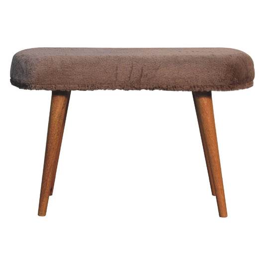 Solid Wood Faux Fur Fabric Bench