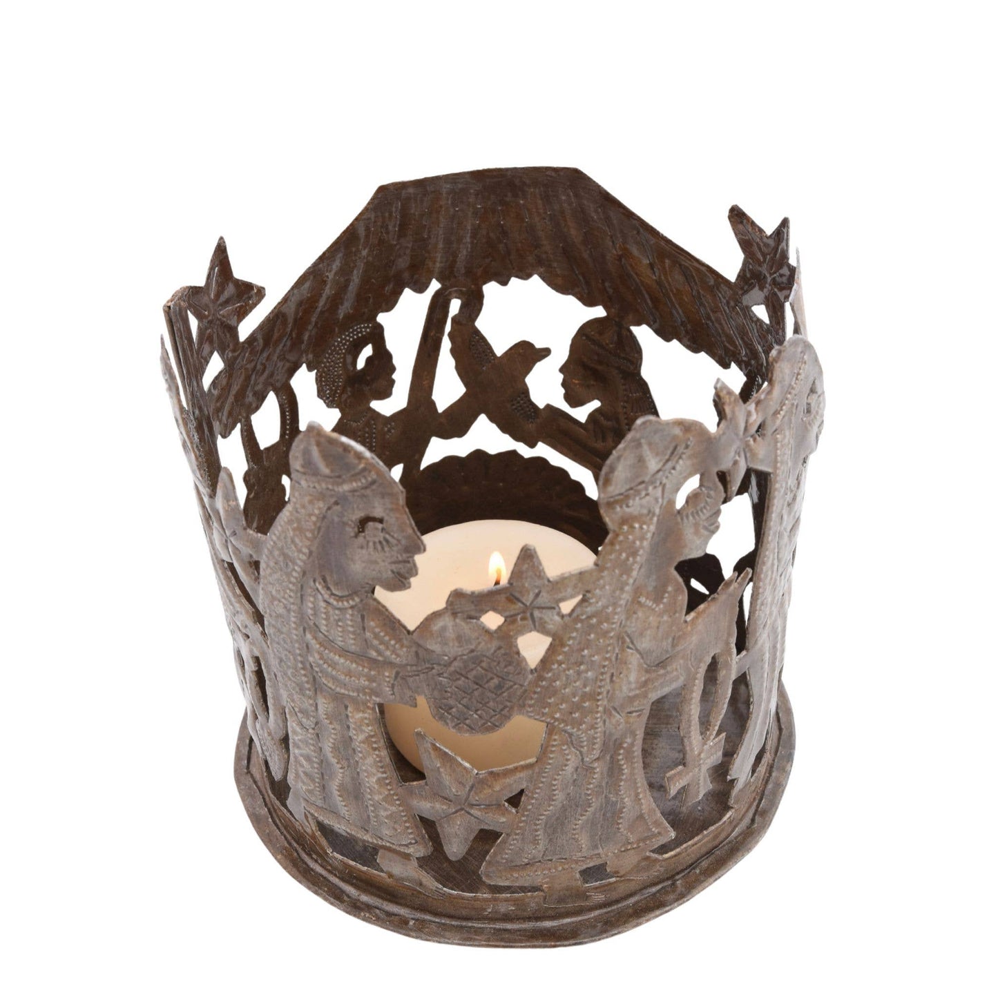 Handmade Haitian Metal Nativity Candleholder – Fair Trade