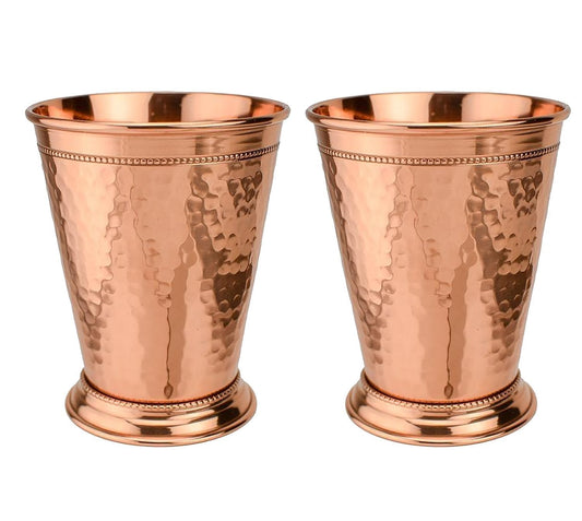 S/2 Hammered Copper 12 Ounce Mint Julep Cup