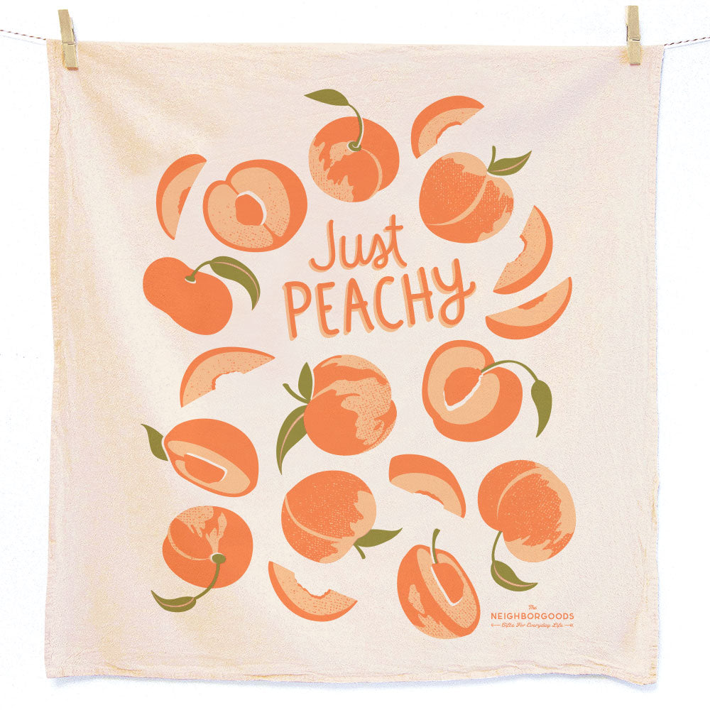 Peach Dish Towel + Sponge Cloth Gift Set