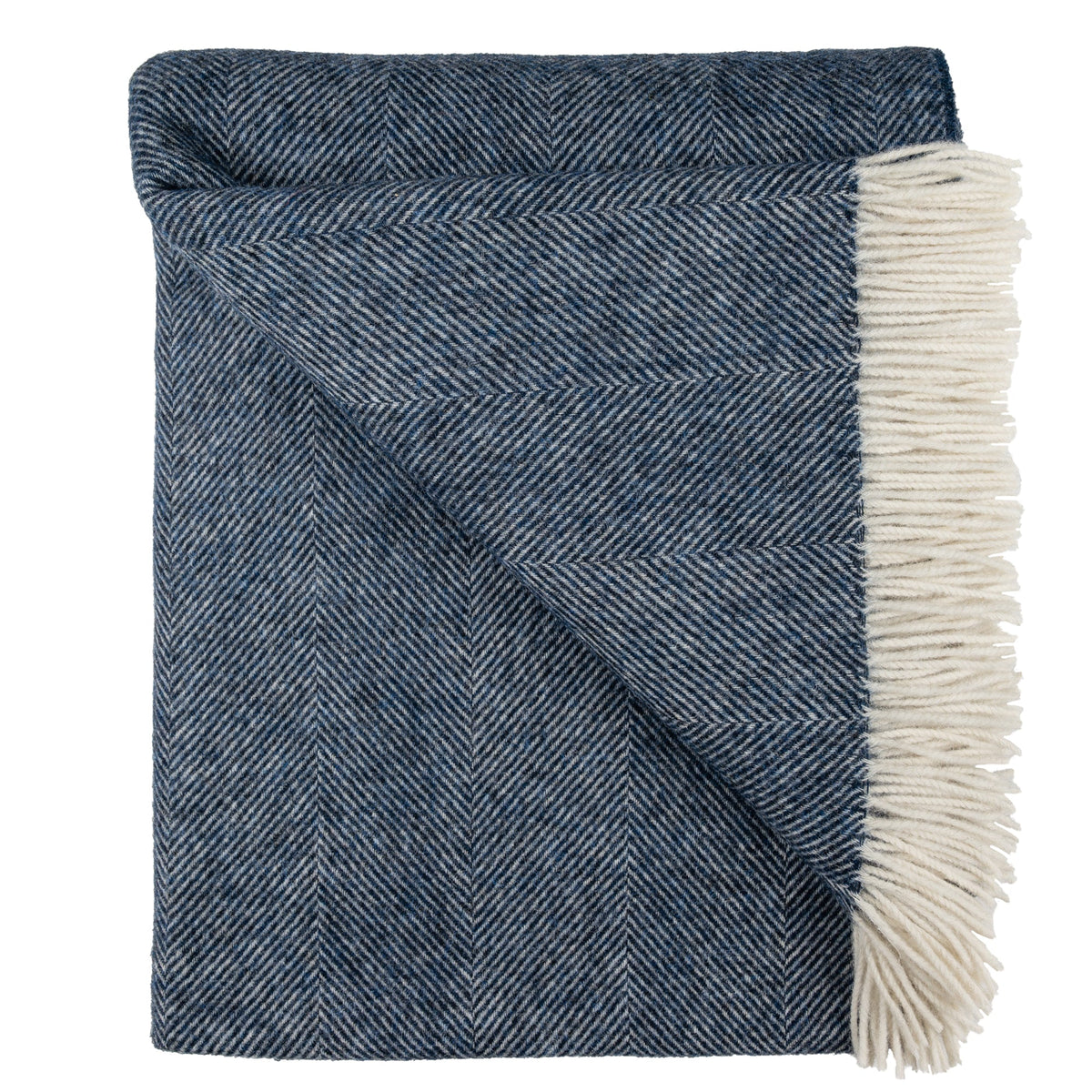 Southampton Home Shetland Lambswool Herringbone Throw – Navy