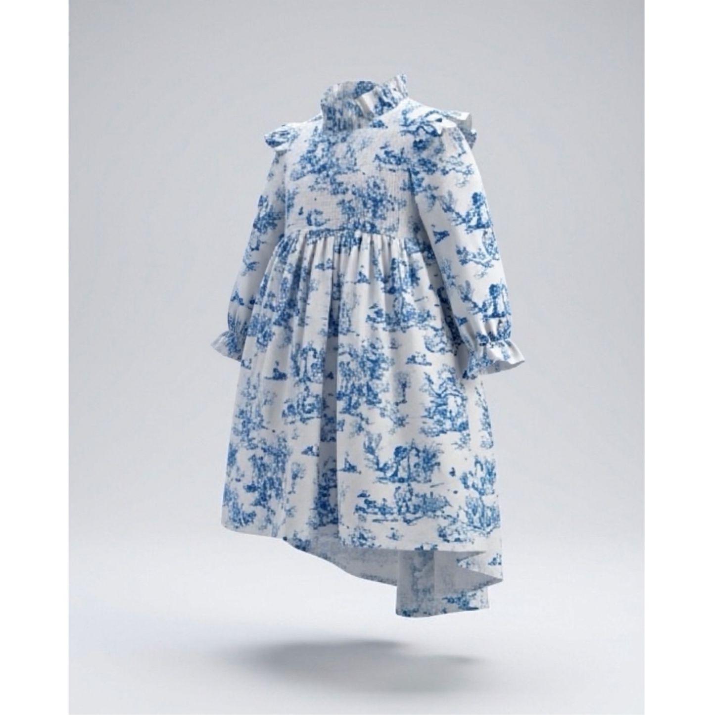 Aoki Dress-Blue Toile | Long Sleeve