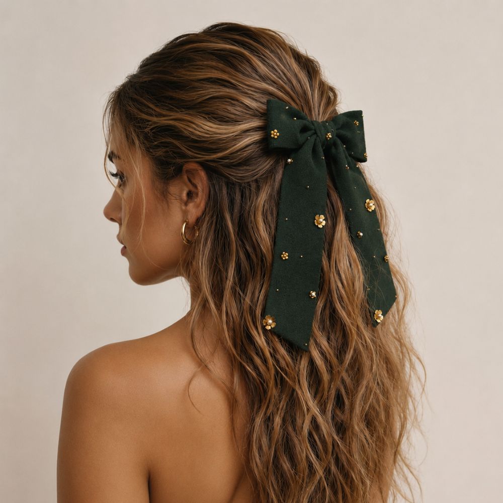Green Zinnia Handmade Barrette
