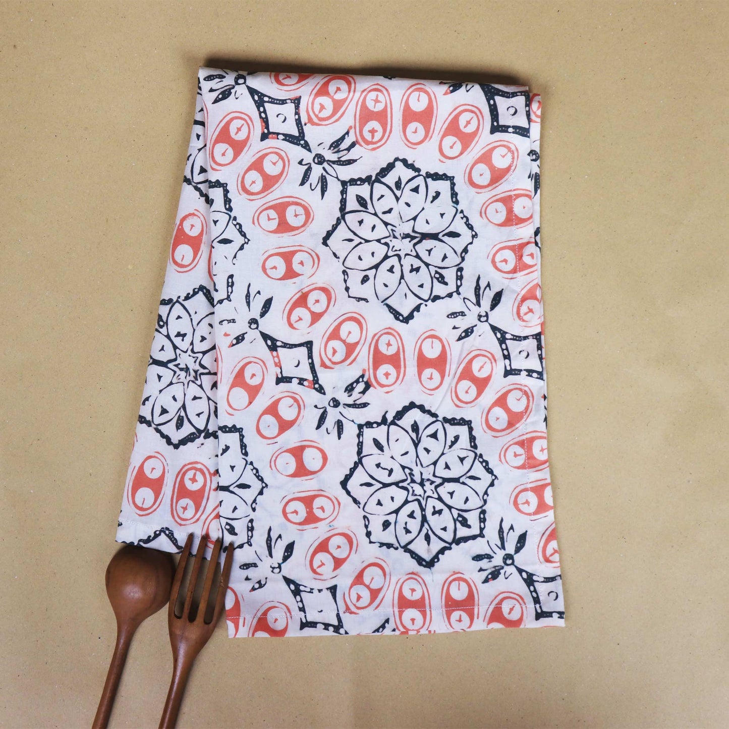 Batik Tea Towel Hand Dyed, Autumn Coral, Hand Dyed, 100% Cotton