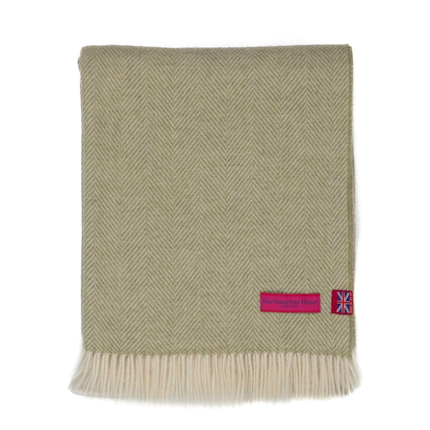 Southampton Home Merino Wool Herringbone Throw - Celery