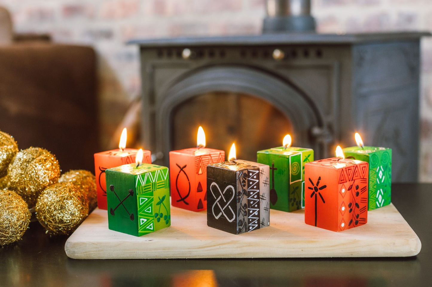 Kwanzaa Painted Candle Cube Collection