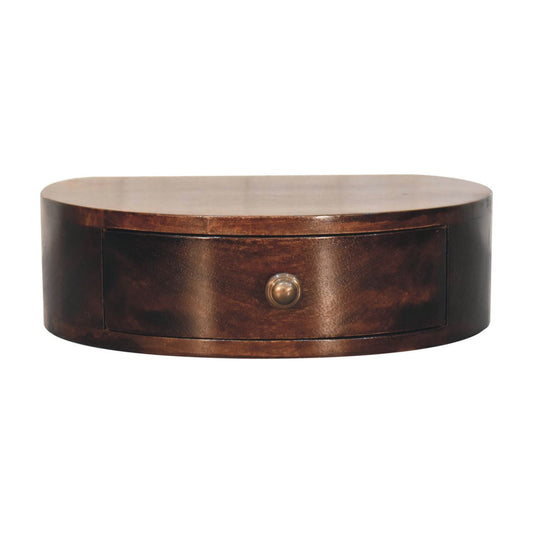Solid Wood California Walnut Wall-Mounted Rounded Bedside Table