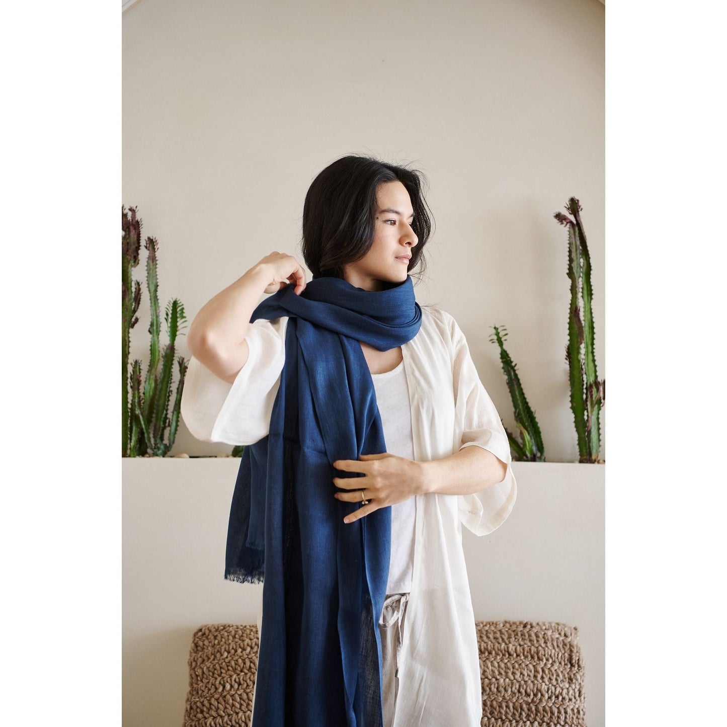 Hand Woven Linen Silk Blend Scarf