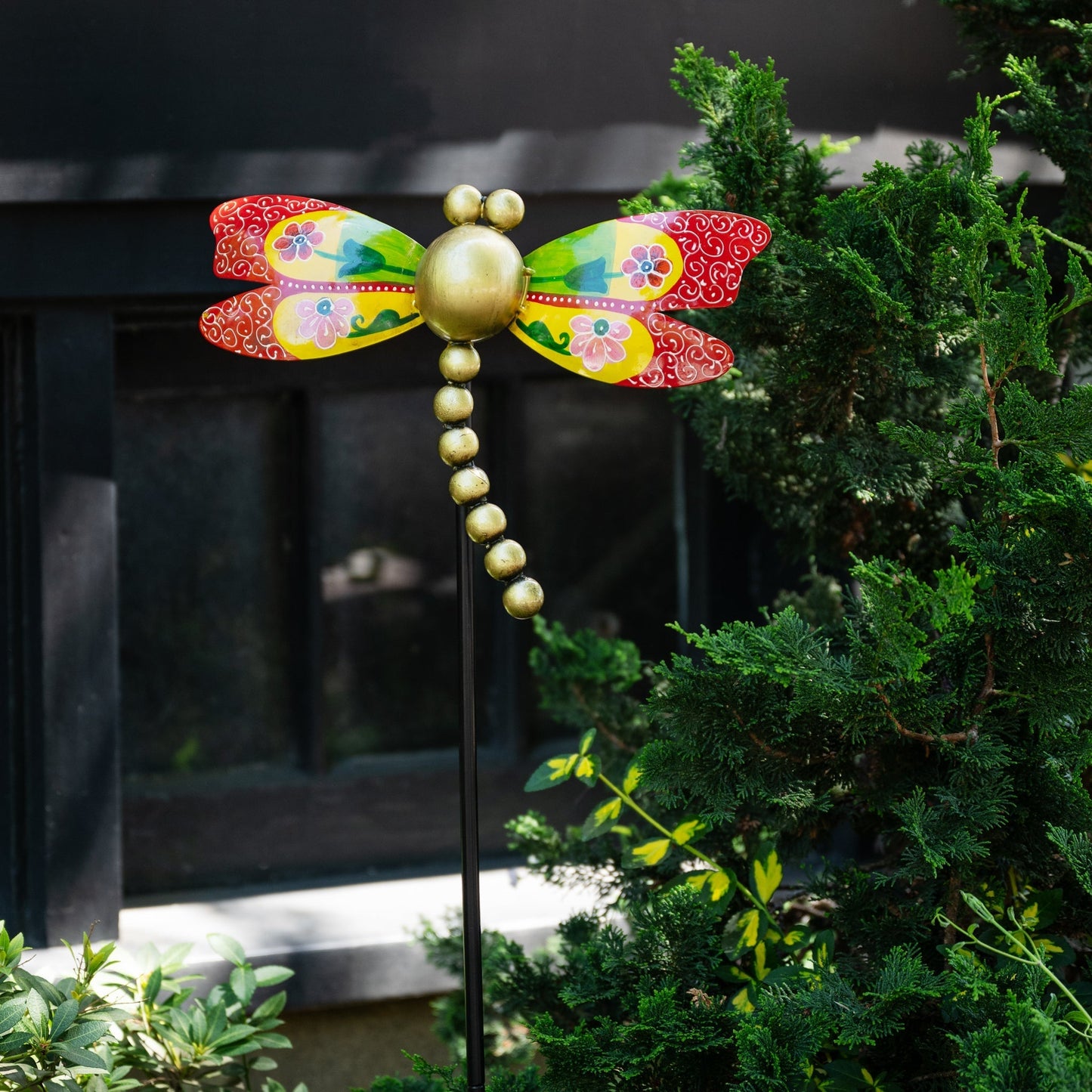 Vikaas Hand Painted Dragonfly Garden Stake