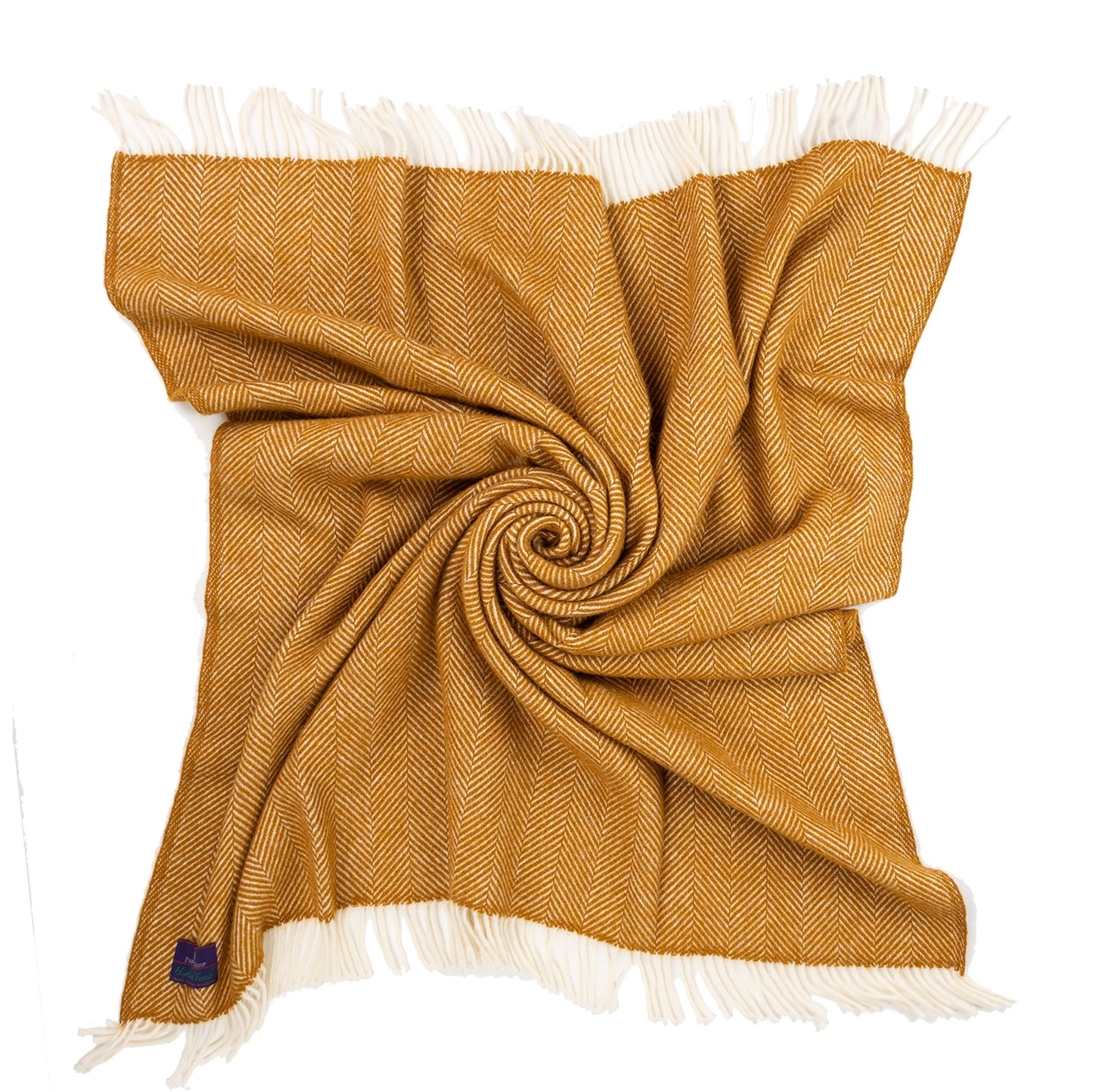 Highland Tweeds Herringbone Pure New Wool Throw - Whiskey