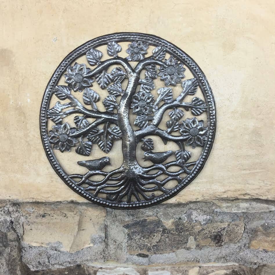 15" Nature Inspired Tree of Life, Garden Metal Wall Art