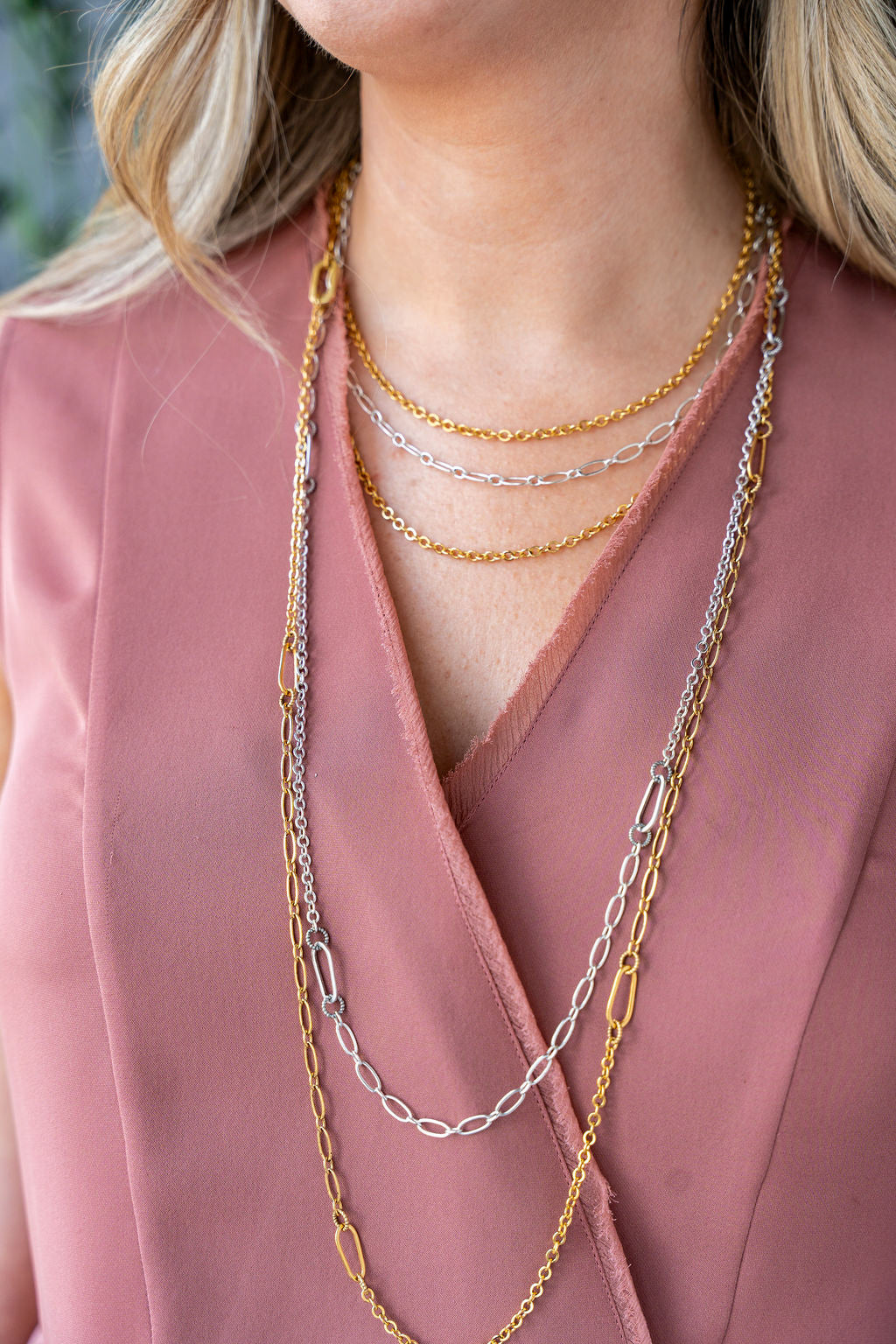 Silver Delicate Long Layering Necklace