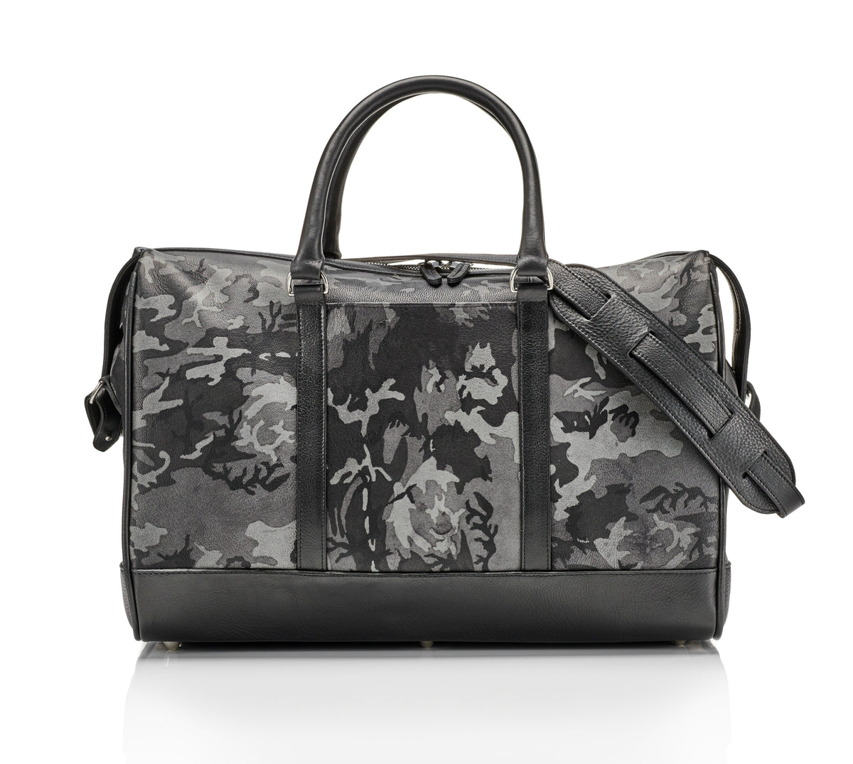 Wanderlust Leather Weekender - Grey Camo