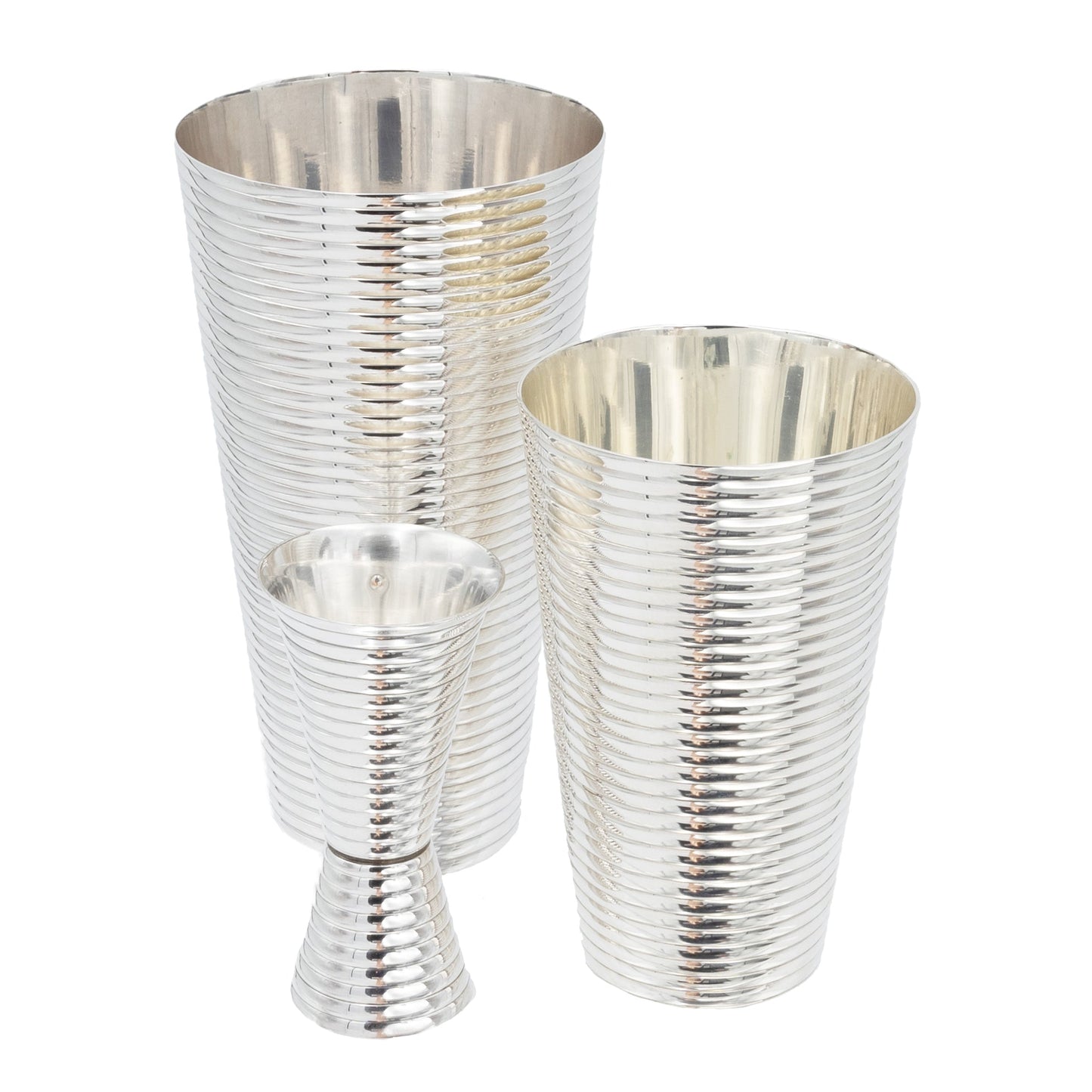 Fluted Silver 3-Piece Cocktail Shaker Set