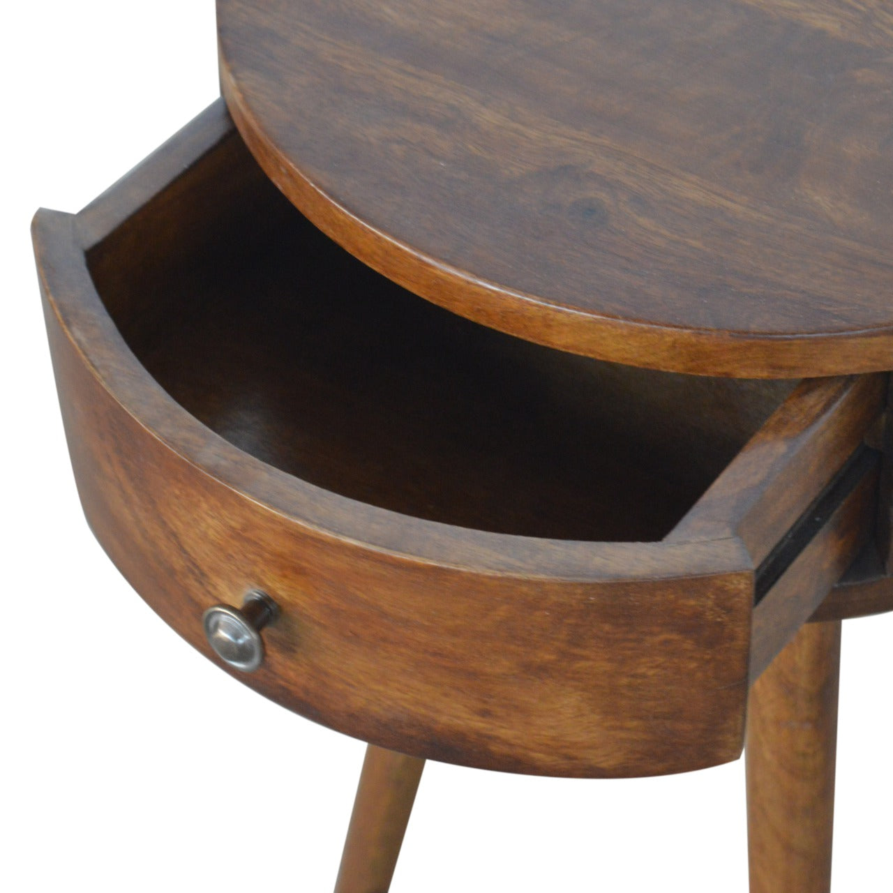 Solid Wood Nordic Chestnut Circular Nightstand