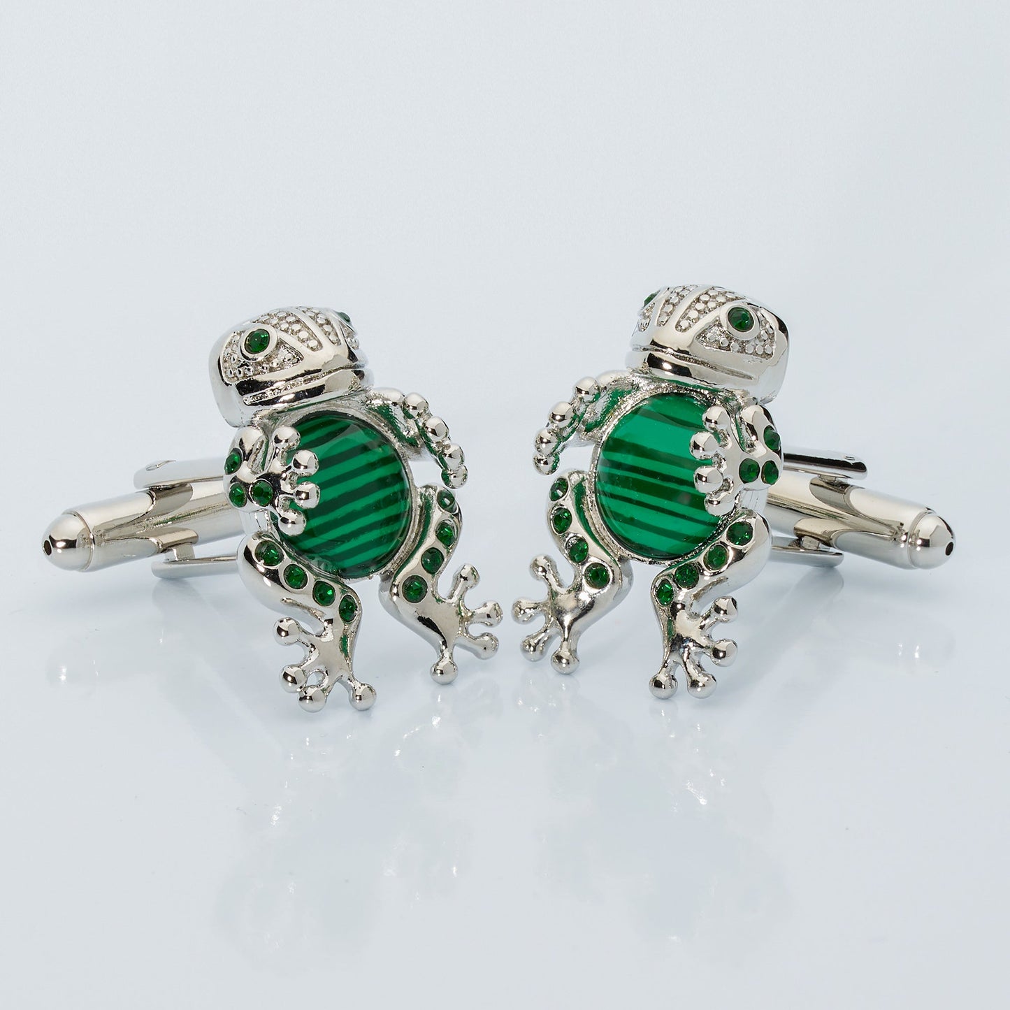 Emerald Frog Prince Crystal Cufflinks