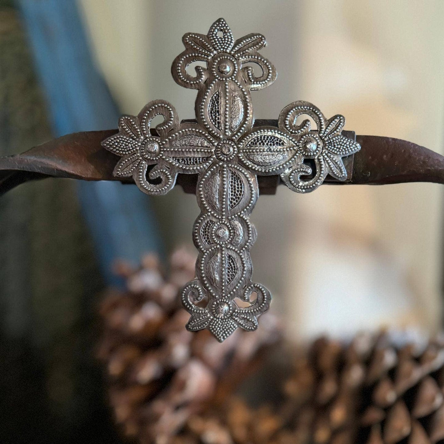 Set of 3 Handcrafted Decorative Crosses - 6.5" x 5", Artisan